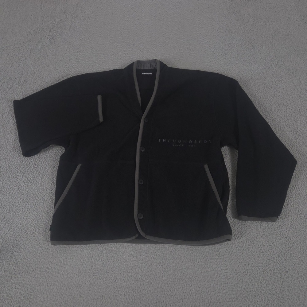 The Hundreds Sweater Mens 2XL Fleece Button Front Contrast Piping Cardigan Urban